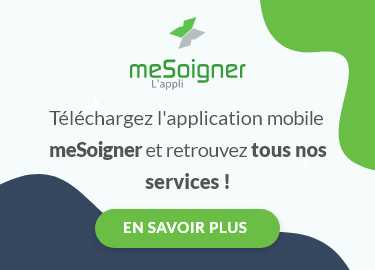 Une homme sur son vélo avec son téléphone utilise l'application meSoigner pour commander en ligne